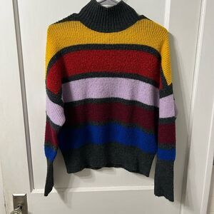 Express Multicolor Striped Turtleneck Sweater
